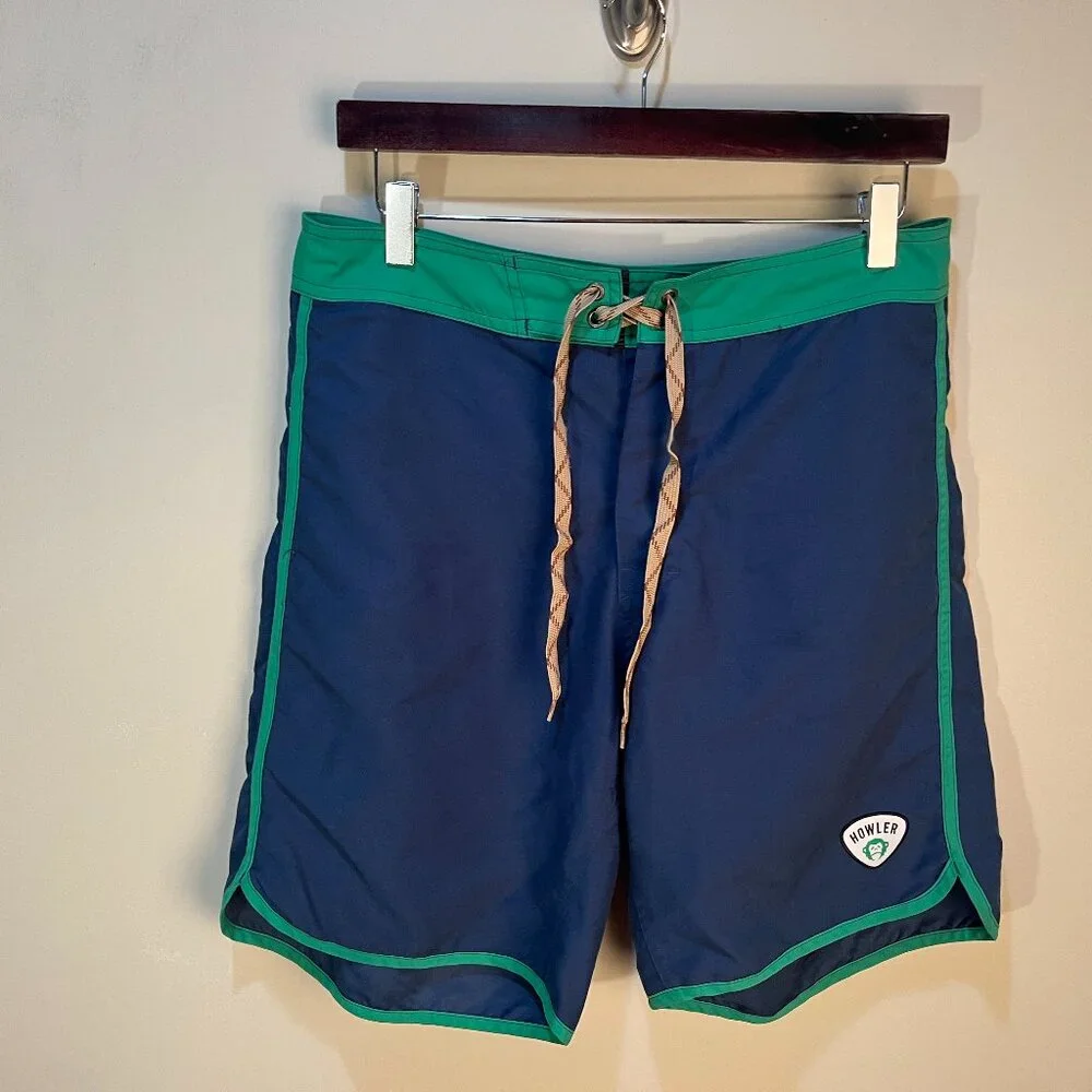 🌊 Howler Brothers Men’s 32 Blue Green Swim Trunks Shorts 8” Inseam EUC 🩳